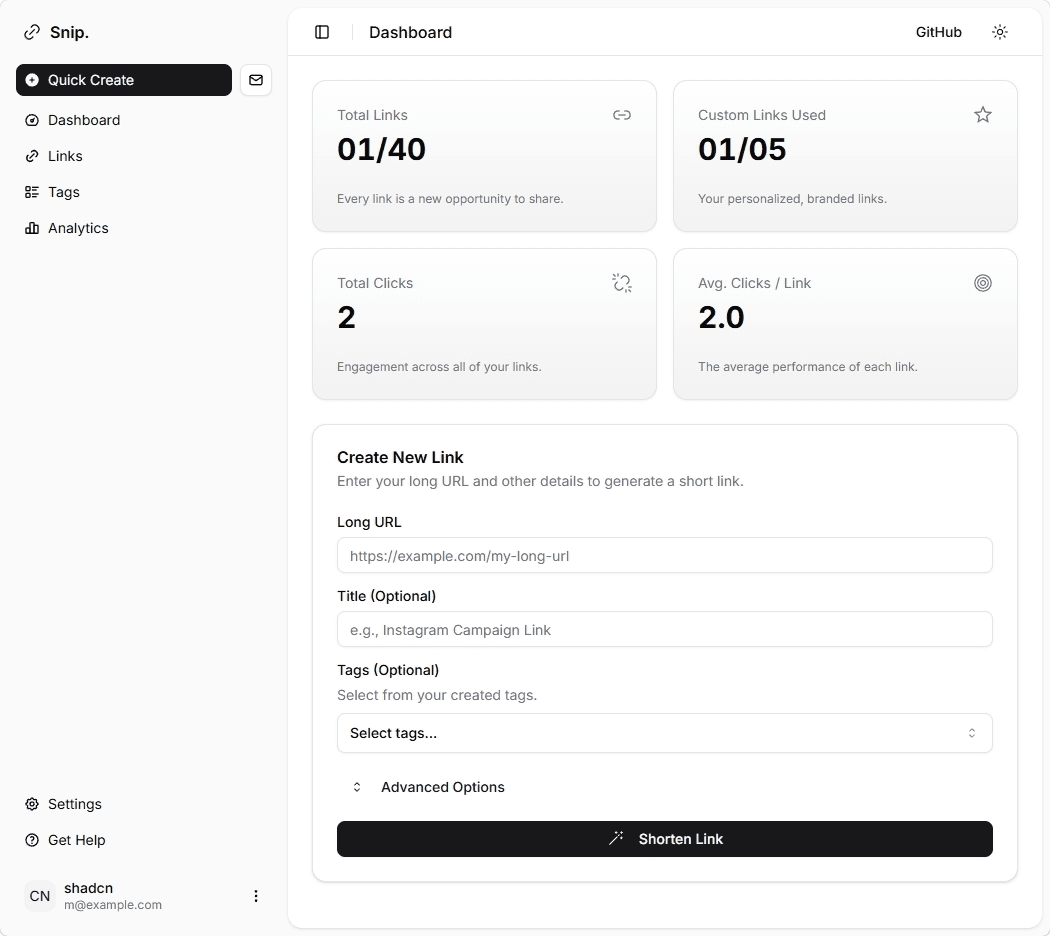 SnipURL project preview